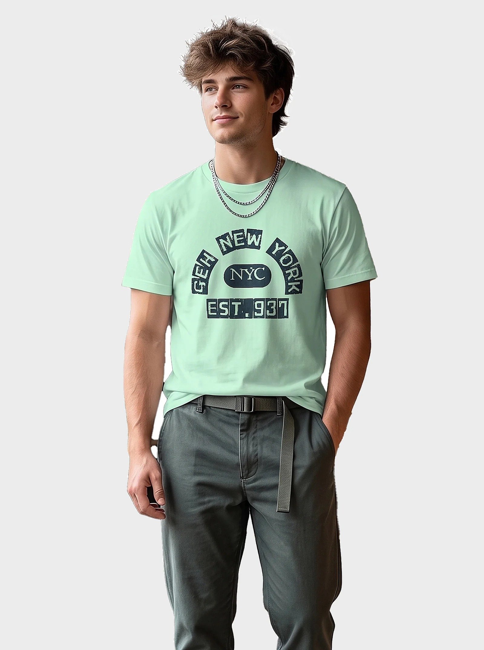 New York round neck tee in mint
